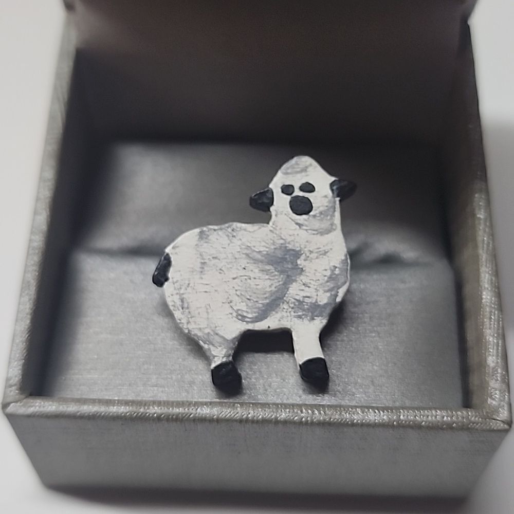 Handpainted Sheep Pin Brooch